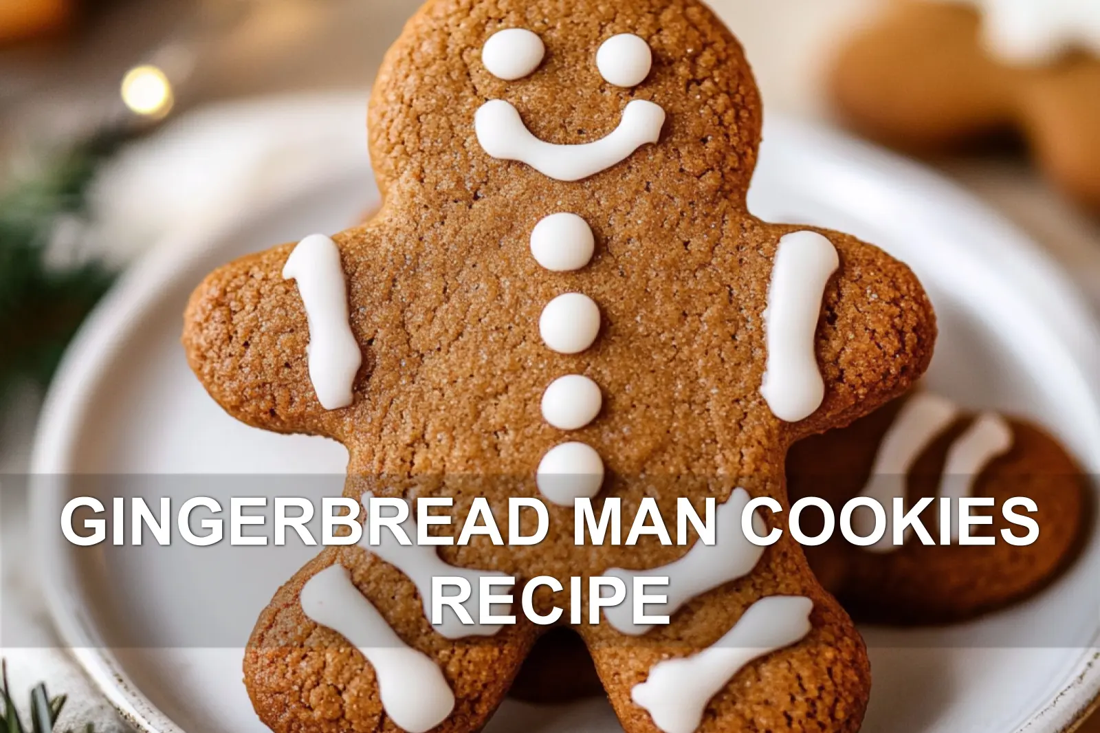 GINGERBREAD MAN COOKIES RECIPE centered hero view, clean and uncluttered