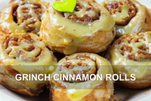 GRINCH CINNAMON ROLLS centered hero view, clean and uncluttered