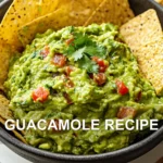 GUACAMOLE RECIPE centered hero view, clean and uncluttered
