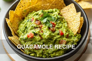 Guacamole Recipe: Delicious Perfect Fresh Way to Enjoy GUACAMOLE RECIPE centered hero view, clean and uncluttered