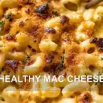 HEALTHY MAC CHEESE centered hero view, clean and uncluttered