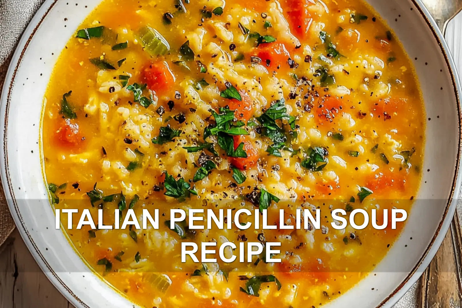 ITALIAN PENICILLIN SOUP RECIPE centered hero view, clean and uncluttered
