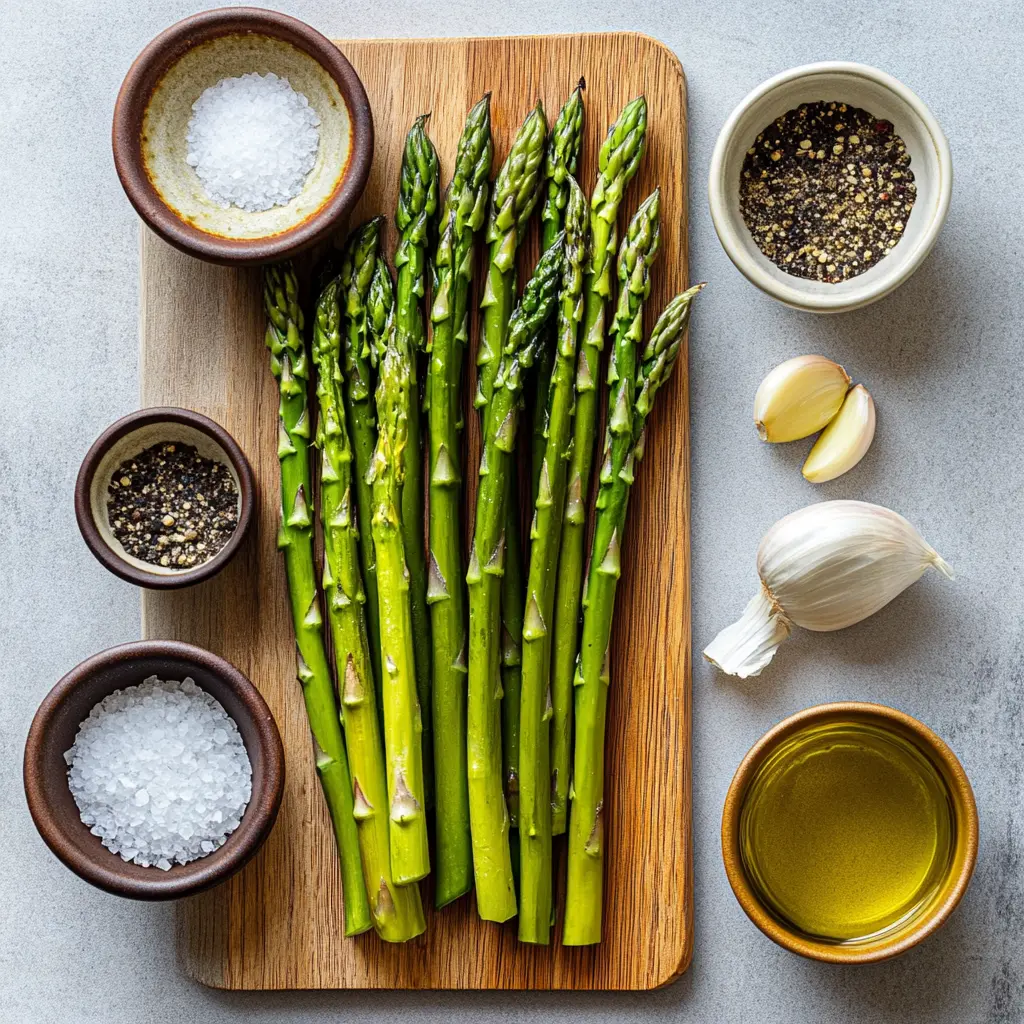 How to Make the Best Air Fryer Asparagus Quickly 6 Crispy Air Fryer Asparagus ingredients, ready for cooking