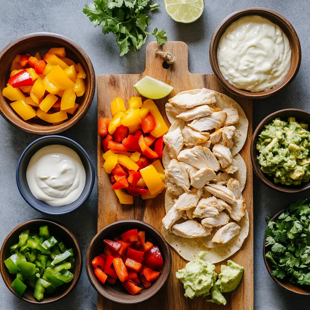 Irresistible Air Fryer Chicken Fajitas Recipe 6 AIR FRYER CHICKEN FAJITAS centered hero view, clean and uncluttered