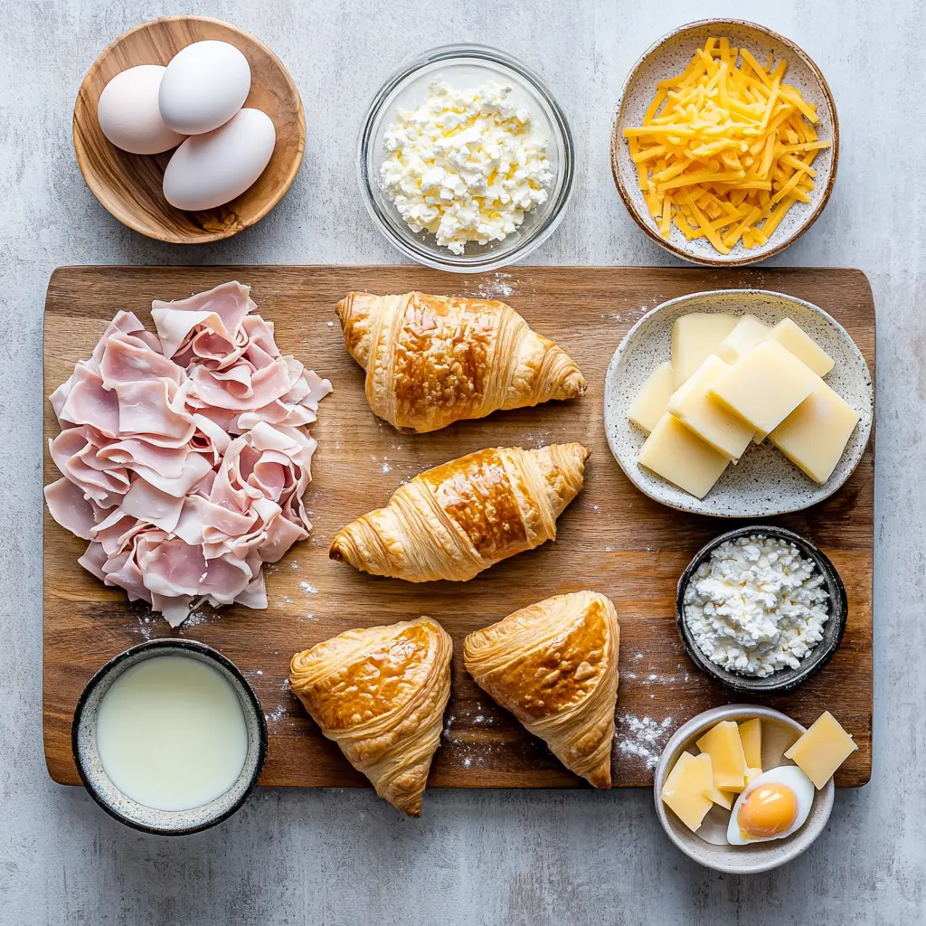Perfectly golden Air Fryer Ham Cheese Croissants, centered and ready to serve