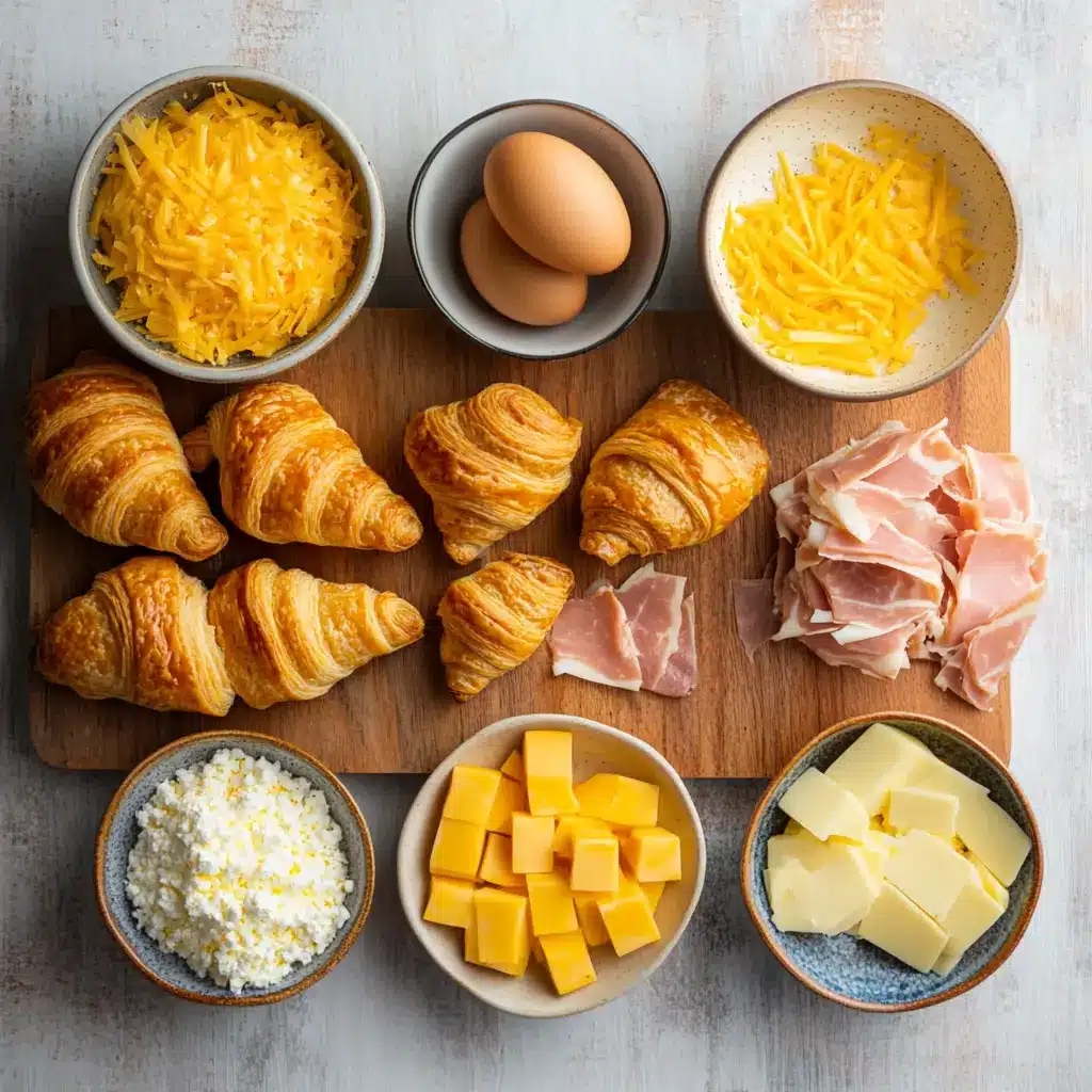 AIR FRYER HAM CHEESE CROISSANTS centered hero view, clean and uncluttered