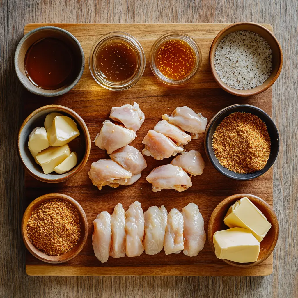 AIR FRYER HONEY BUTTER GARLIC CHICKEN centered hero view, clean and uncluttered