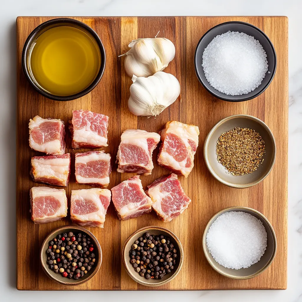 AIR FRYER PORK BELLY BITES centered hero view, clean and uncluttered
