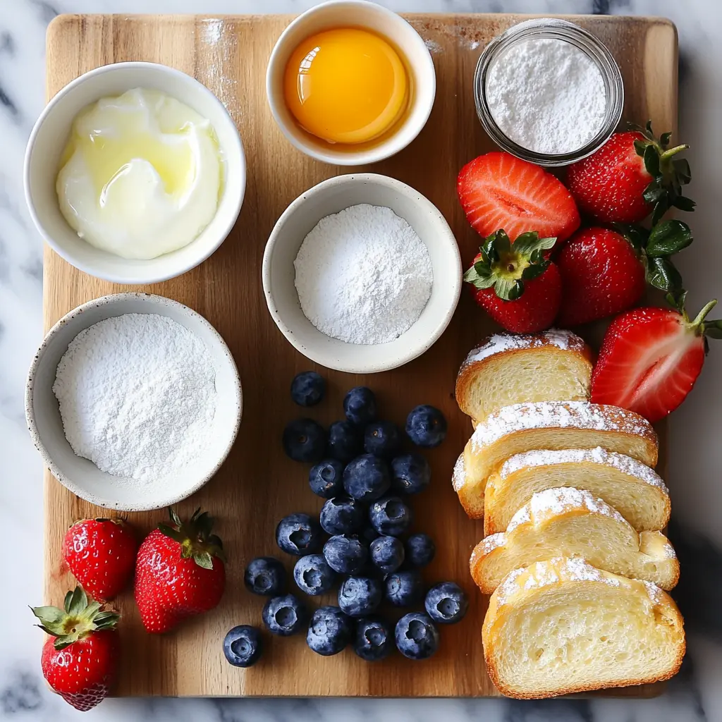 Delicious Air Fryer Yogurt Custard Toast topped with fresh strawberries and blueberries, ready to serve