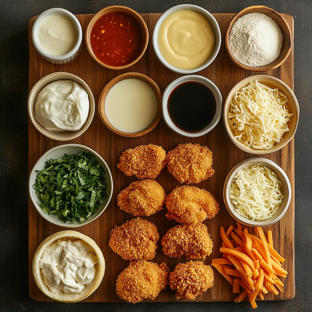 Close-up of golden brown Bang Bang Chicken Sliders with melted mozzarella, drizzled with spicy-sweet sauce.