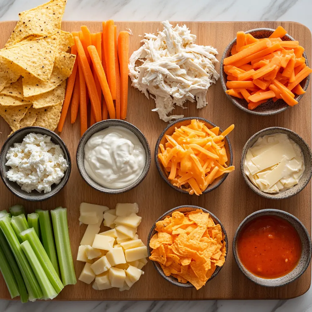 Buffalo Chicken Dip Classic Perfect Game Day Snack 5 BUFFALO CHICKEN DIP CLASSIC centered hero view, clean and uncluttered