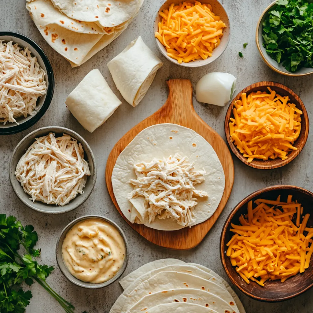 Close-up of a Cheesy Garlic Chicken Wrap, sliced in half, showing the melted cheese and chicken filling.
