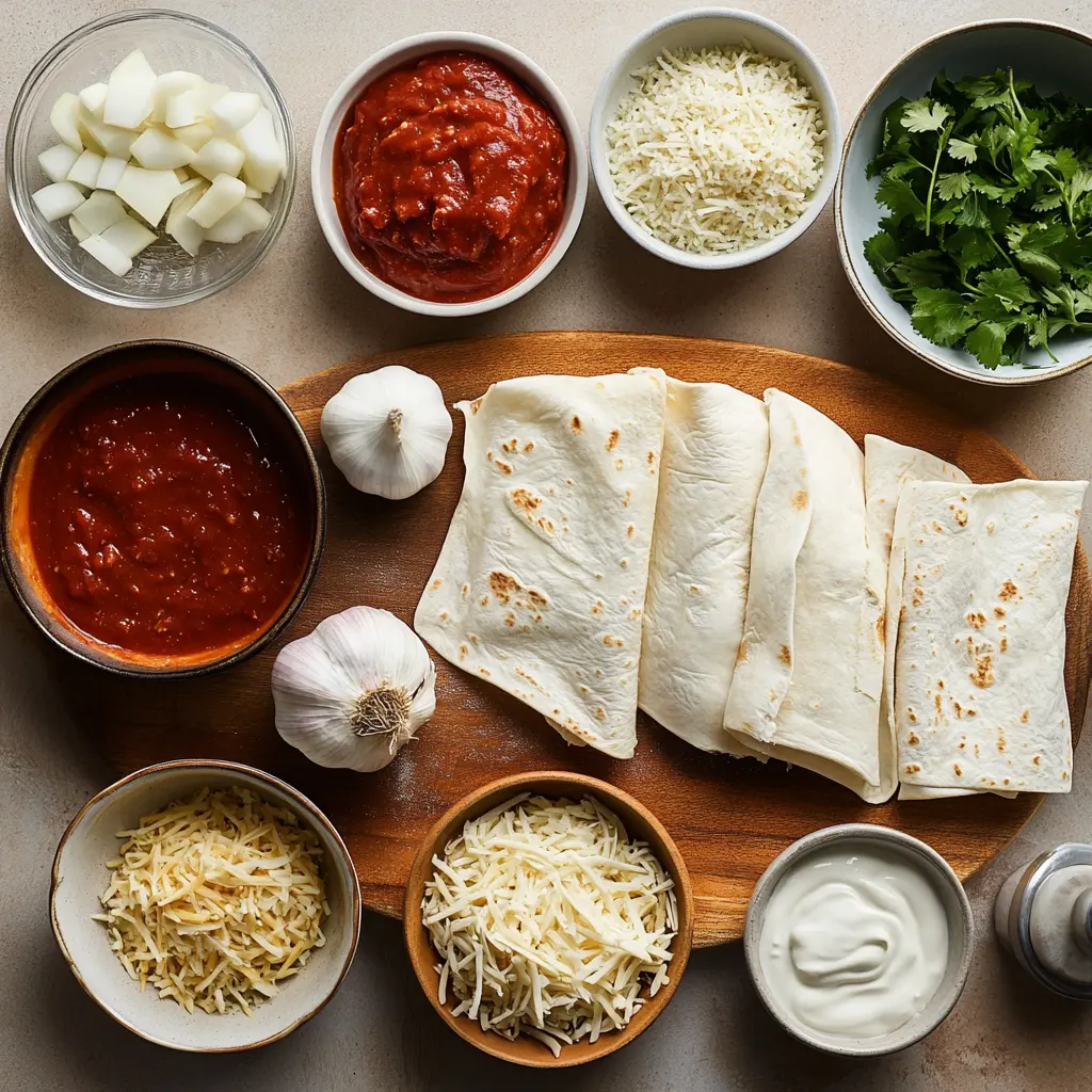 Close-up of baked chicken enchiladas with melted cheese and red sauce, garnished with fresh cilantro.