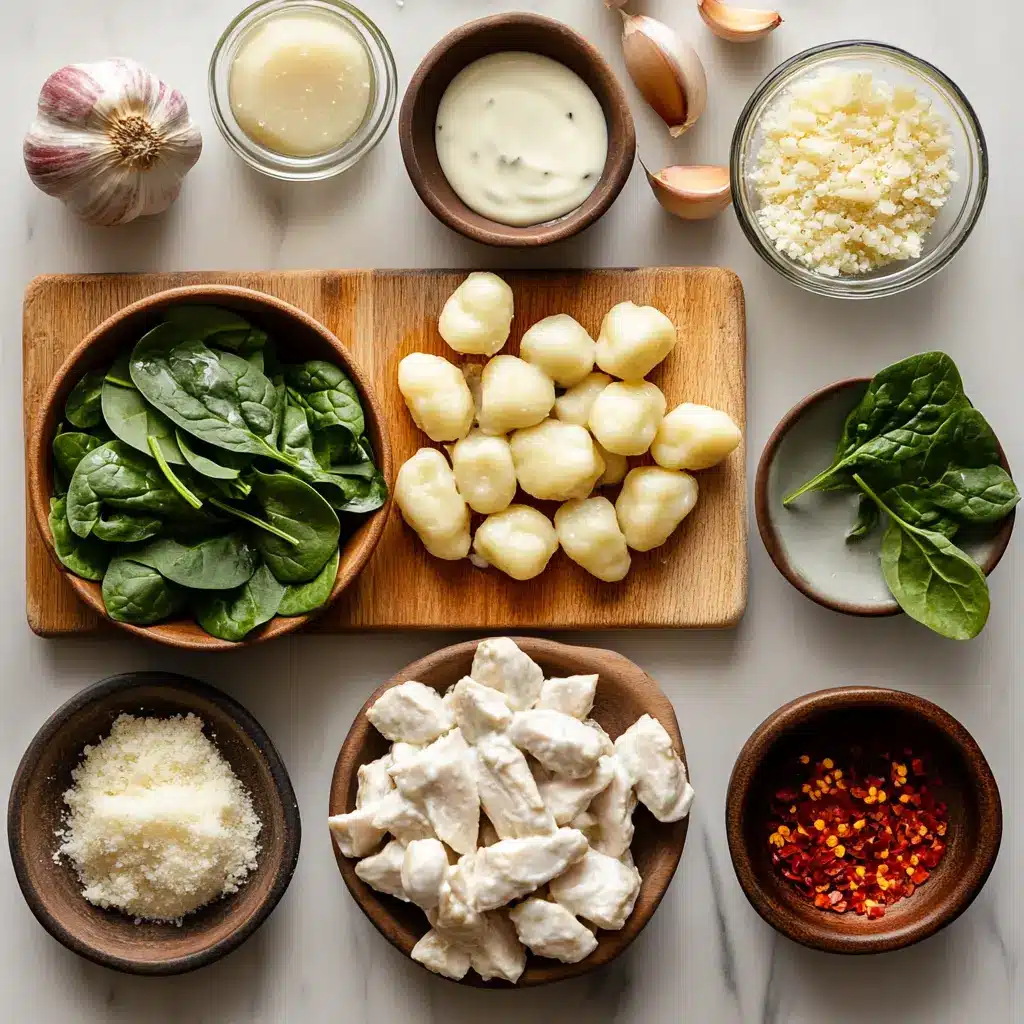 Creamy Garlic Chicken Gnocchi Skillet Recipe Must-Try 6 CREAMY GARLIC CHICKEN GNOCCHI SKILLET centered hero view, clean and uncluttered