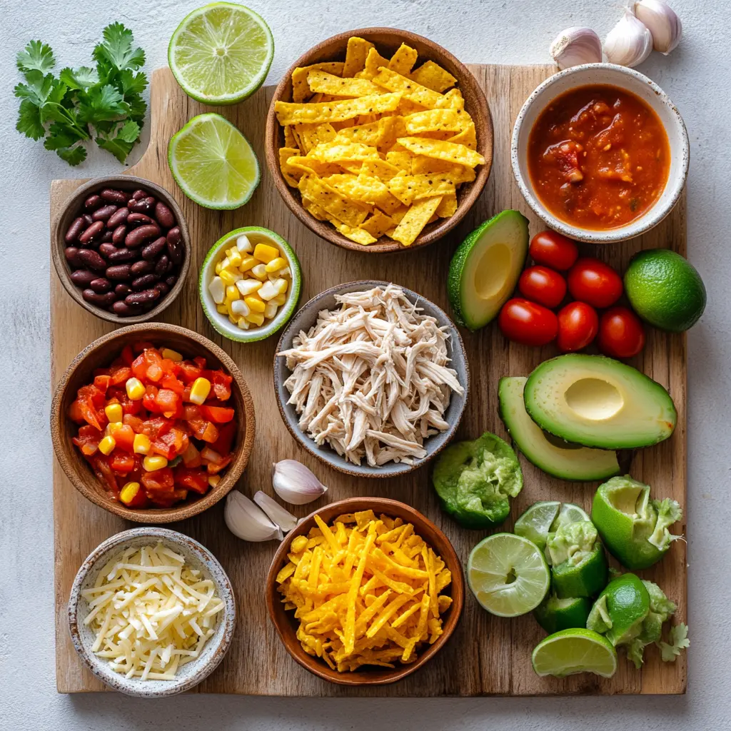 Easy Chicken Tortilla Soup: Delicious Simple Recipe 5 EASY CHICKEN TORTILLA SOUP centered hero view, clean and uncluttered