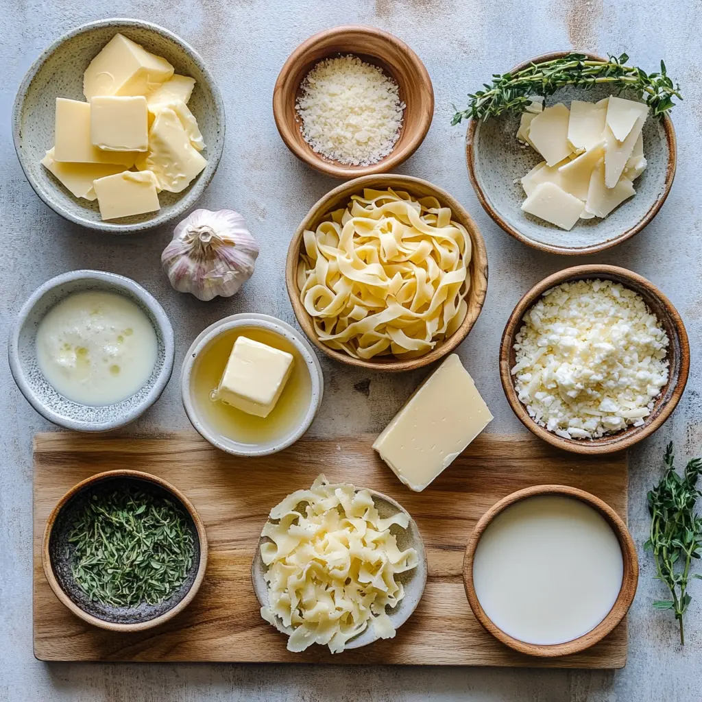 ONE POT CREAMY GARLIC PASTA centered hero view, clean and uncluttered