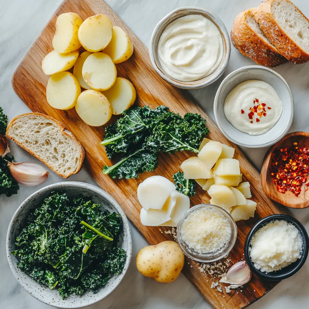 Sausage Potato and Kale Soup: A Delicious Cozy Treat 6 Hearty Sausage Potato and Kale Soup, garnished with fresh herbs and ready to serve in a rustic bowl.