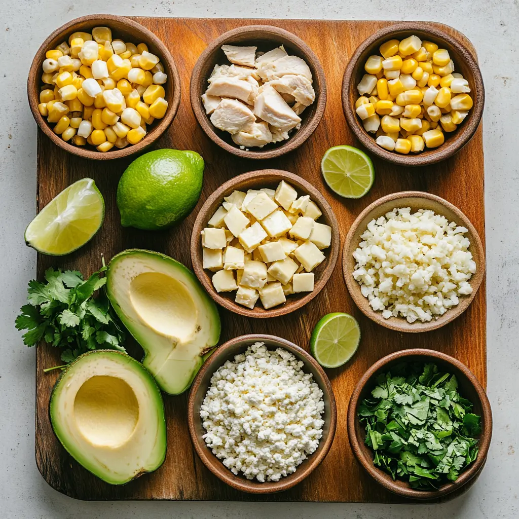 Street Corn Chicken Rice Bowl: Irresistibly Fresh and Easy 5 Vibrant Street Corn Chicken Rice Bowl with grilled chicken, charred corn, cotija cheese, avocado, and cilantro.