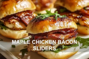 Maple Chicken Bacon Sliders: Easy and Delicious Recipe MAPLE CHICKEN BACON SLIDERS centered hero view, clean and uncluttered
