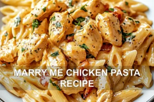 MARRY ME CHICKEN PASTA RECIPE centered hero view, clean and uncluttered