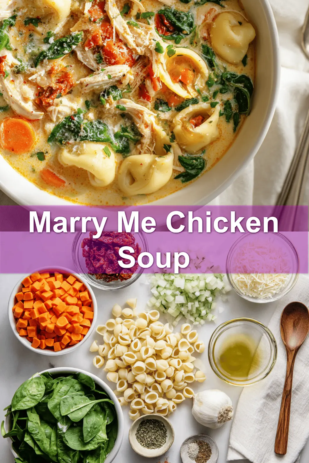 A comforting bowl of Marry Me Chicken Soup garnished with fresh basil and Parmesan.