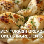 NO OVEN TURKISH BREAD WITH ONLY 3 INGREDIENTS centered hero view, clean and uncluttered