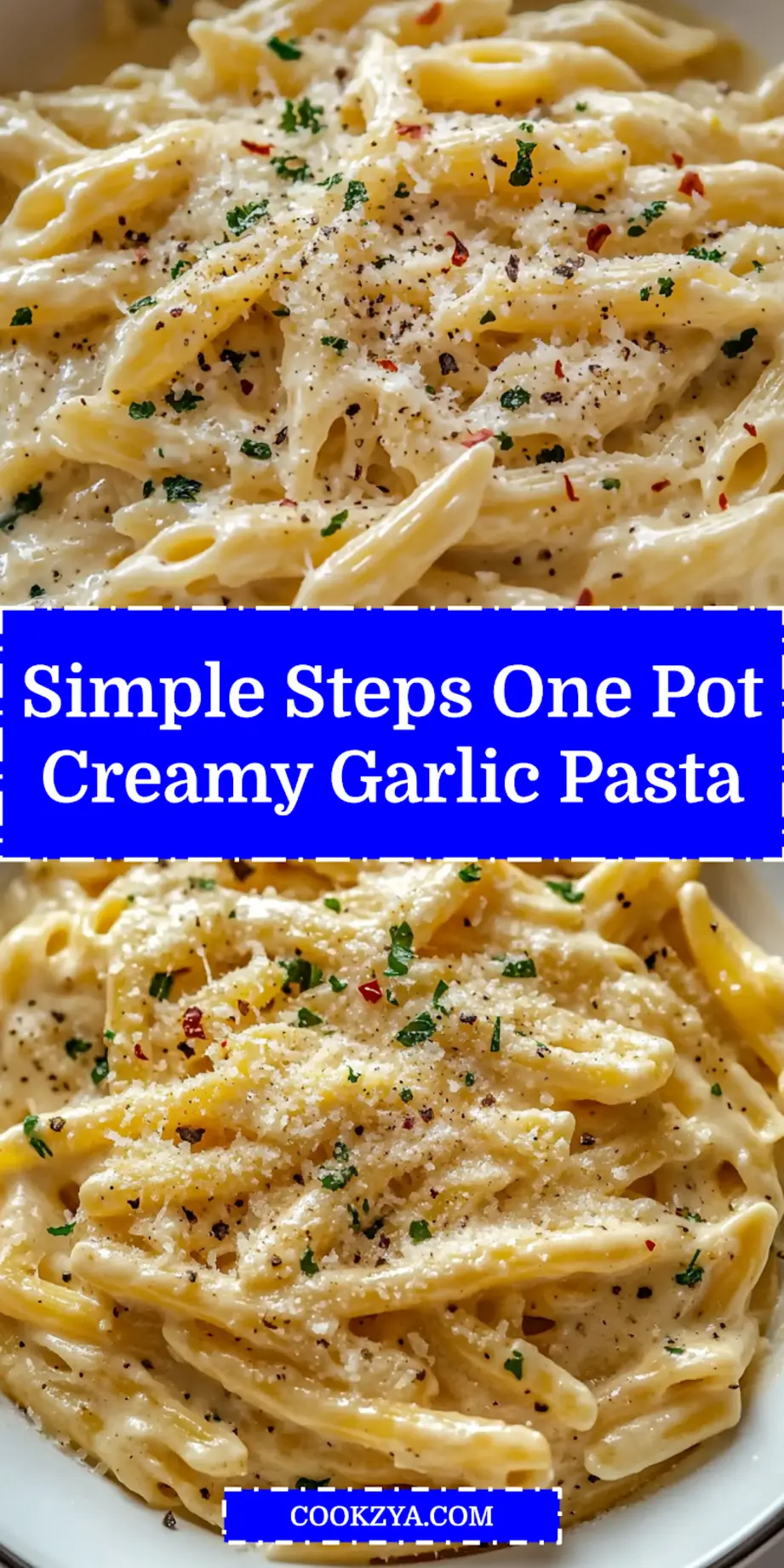 One Pot Creamy Garlic Pasta Delicious Simple Recipe 6 A mouth-watering image of One Pot Creamy Garlic Pasta, perfectly plated and ready to be shared on Pinterest.
