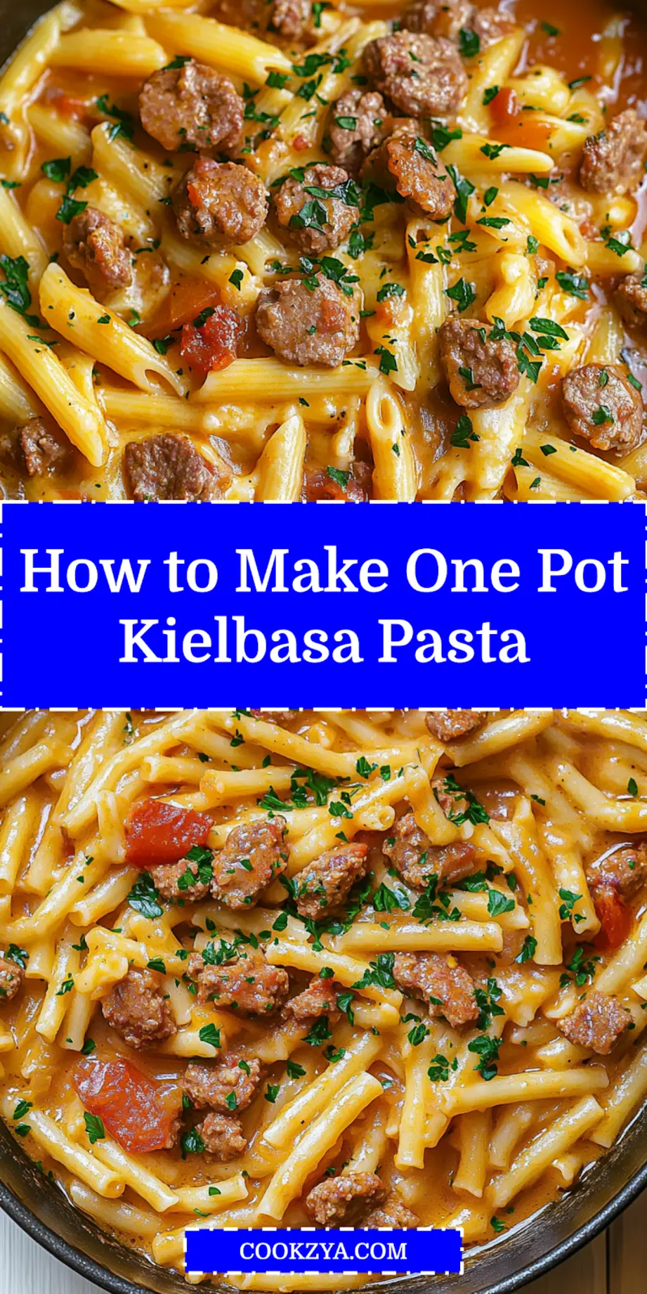 Easy One Pot Kielbasa Pasta: Irresistible Cheesy Delight 7 Pinterest: Delicious One Pot Kielbasa Pasta recipe. Creamy, smoky, and easy comfort food perfect for busy weeknights.