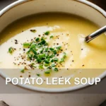 POTATO LEEK SOUP centered hero view, clean and uncluttered