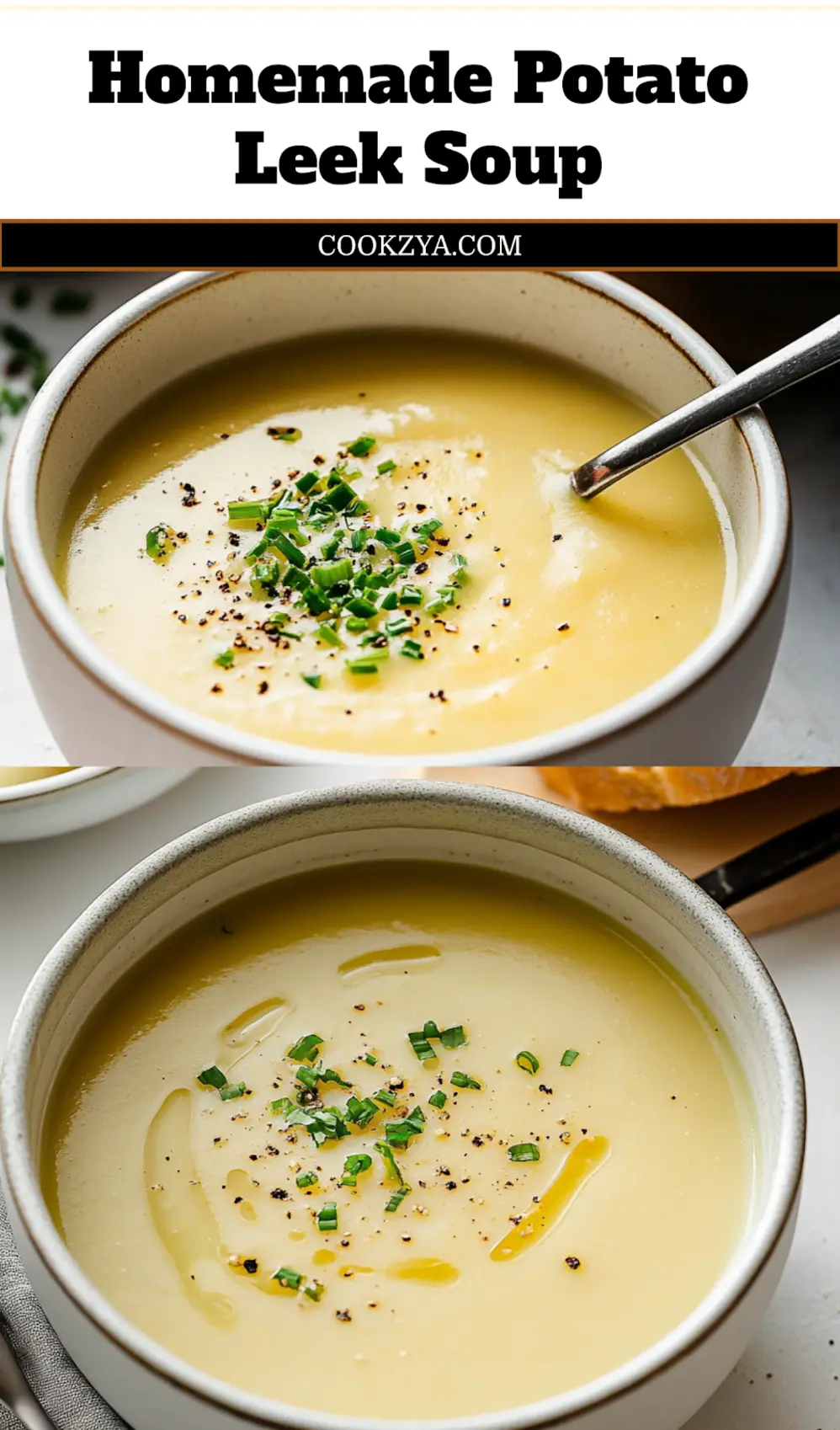 POTATO LEEK SOUP centered hero view, clean and uncluttered_pin