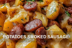 POTATOES SMOKED SAUSAGE centered hero view, clean and uncluttered