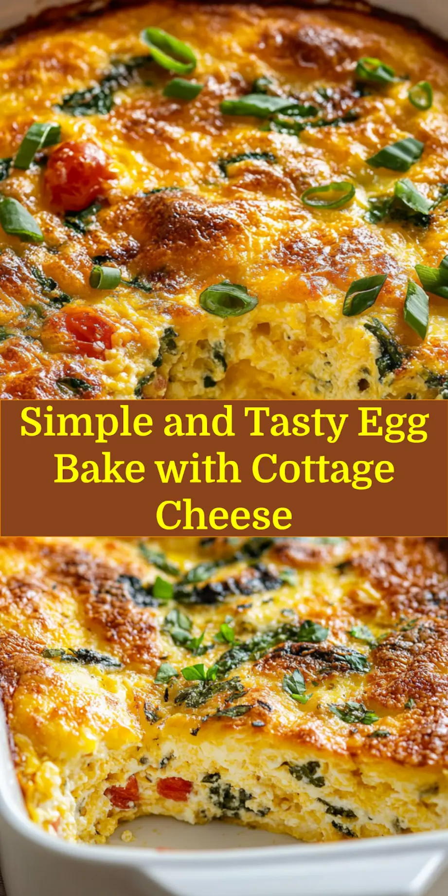 Protein-Packed Cottage Cheese Egg Bake: Delicious and Easy 6 PROTEIN PACKED COTTAGE CHEESE EGG BAKE centered hero view, clean and uncluttered_pin