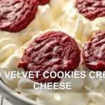 RED VELVET COOKIES CREAM CHEESE centered hero view, clean and uncluttered