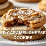 SALTED CARAMEL CHEESECAKE COOKIES centered hero view, clean and uncluttered