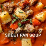 SHEET PAN SOUP centered hero view, clean and uncluttered