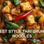STREET STYLE THAI DRUNKEN NOODLES centered hero view, clean and uncluttered