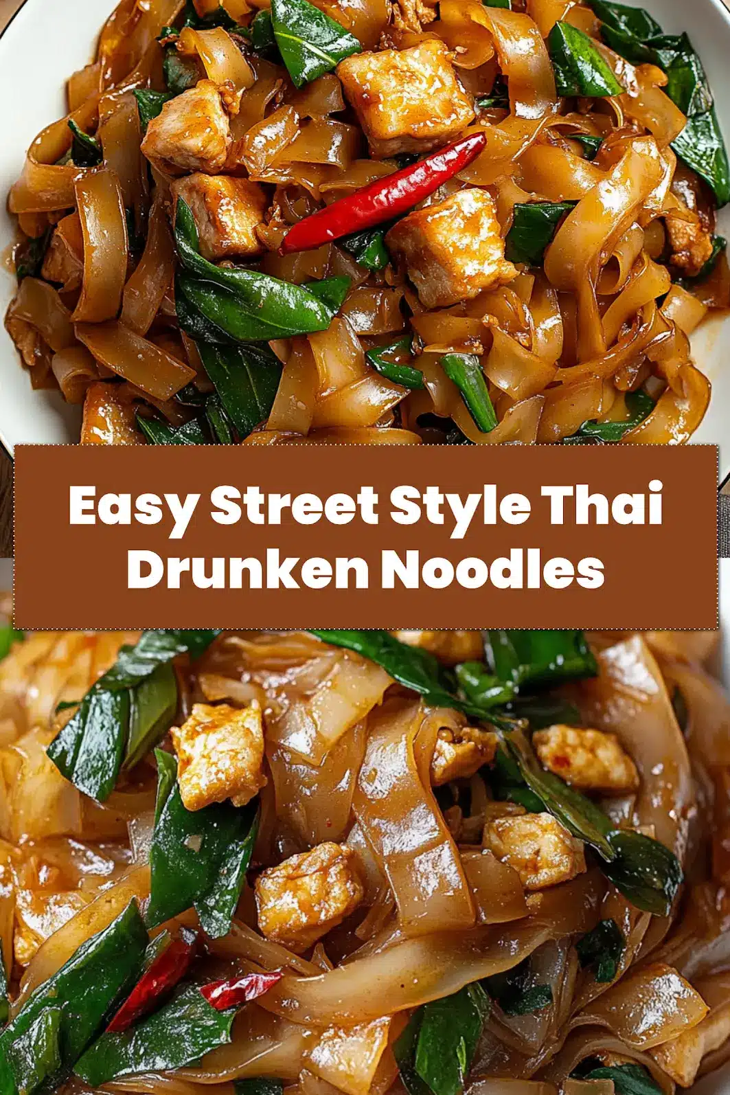 STREET STYLE THAI DRUNKEN NOODLES centered hero view, clean and uncluttered_pin
