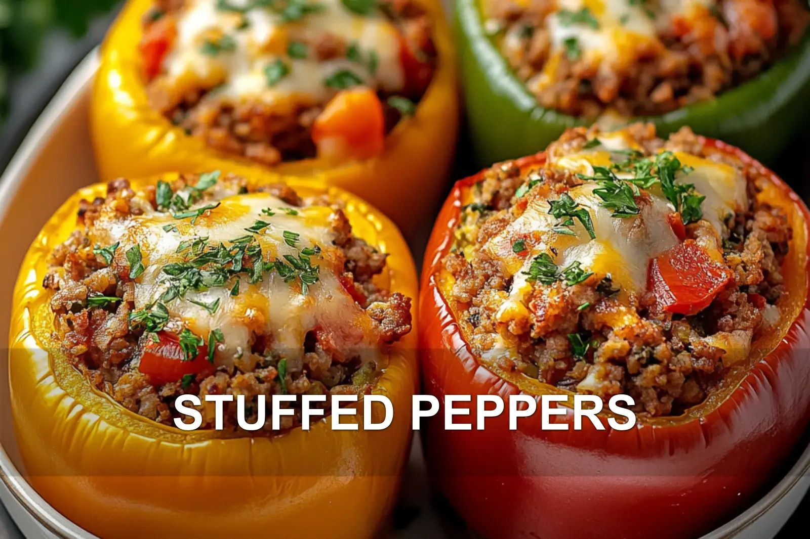 STUFFED PEPPERS centered hero view, clean and uncluttered