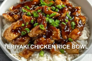 Teriyaki Chicken Rice Bowl Easy and Delicious Recipe TERIYAKI CHICKEN RICE BOWL centered hero view, clean and uncluttered