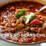 TEXAS NO BEANS CHILI centered hero view, clean and uncluttered