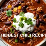 THE BEST CHILI RECIPE centered hero view, clean and uncluttered