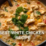 THE BEST WHITE CHICKEN CHILI RECIPE centered hero view, clean and uncluttered