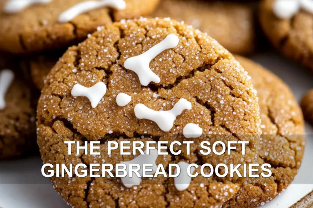 THE PERFECT SOFT GINGERBREAD COOKIES centered hero view, clean and uncluttered