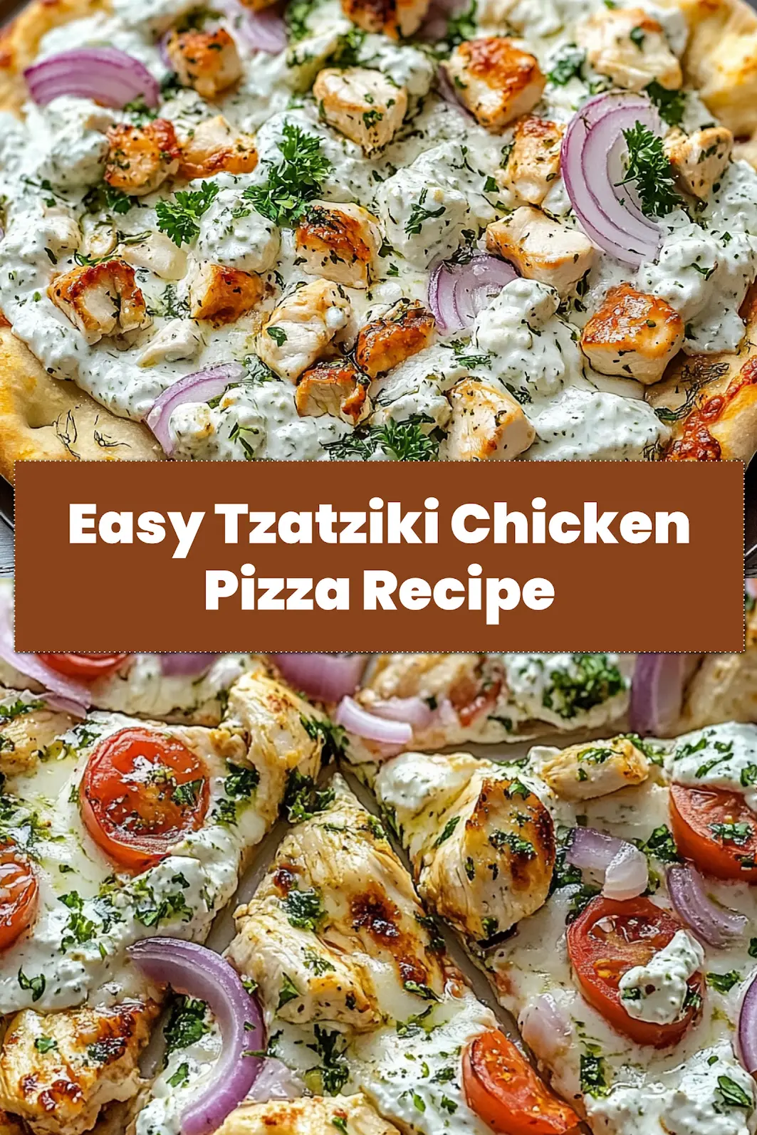 TZATZIKI CHICKEN PIZZA centered hero view, clean and uncluttered_pin