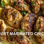 YOGURT MARINATED CHICKEN centered hero view, clean and uncluttered