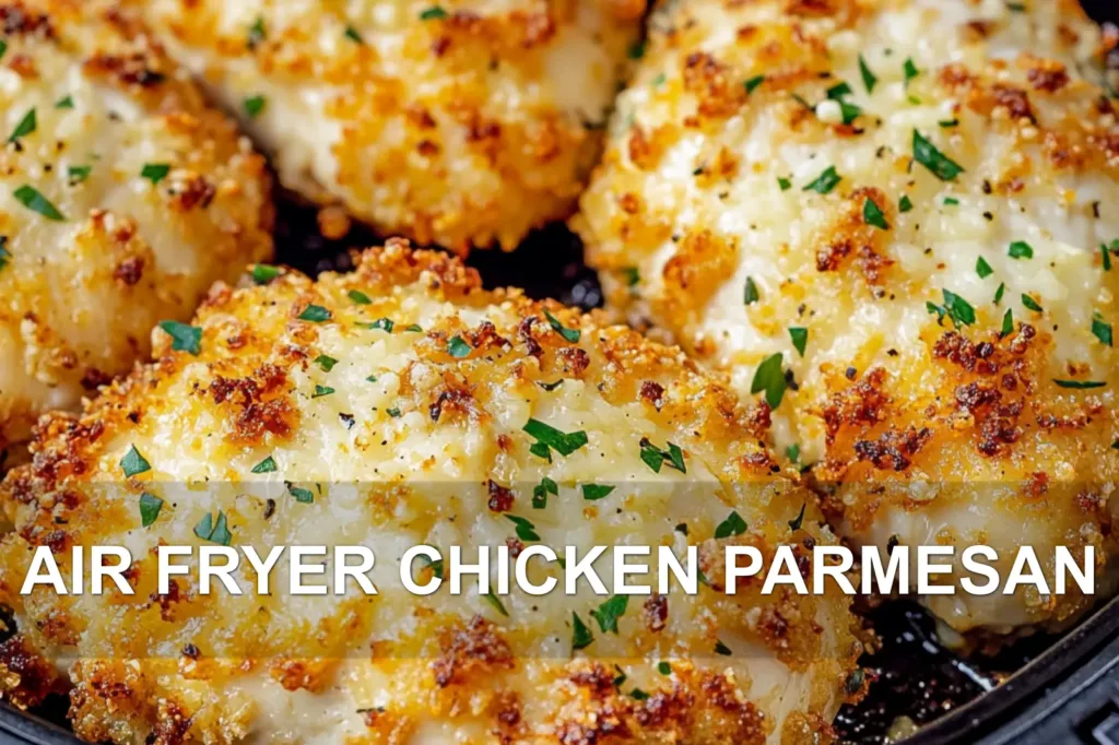 AIR FRYER CHICKEN PARMESAN centered hero view, clean and uncluttered