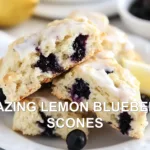 AMAZING LEMON BLUEBERRY SCONES centered hero view, clean and uncluttered