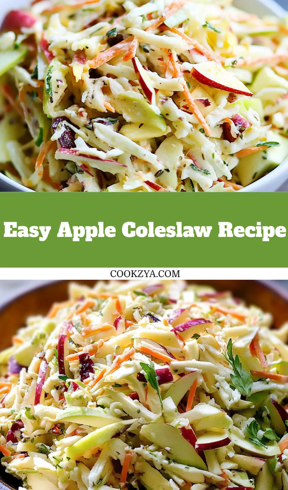 Creamy Apple Coleslaw with Cranberries and Pecans served in a bowl