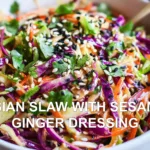 ASIAN SLAW WITH SESAME GINGER DRESSING centered hero view, clean and uncluttered