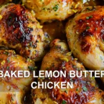 BAKED LEMON BUTTER CHICKEN centered hero view, clean and uncluttered